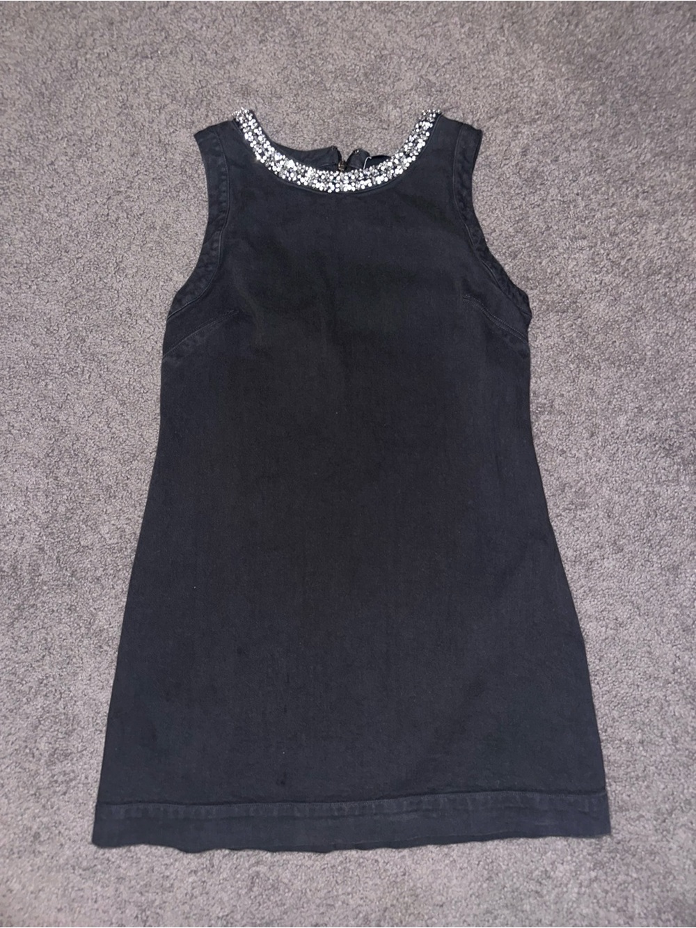 GAP Black Sleeveless Mini Dress with Beaded Neckline